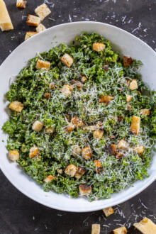 Kale Caesar Salad in a bowl.