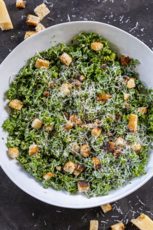 Kale Caesar Salad in a bowl.