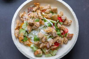 Salad ingredients in a bowl.