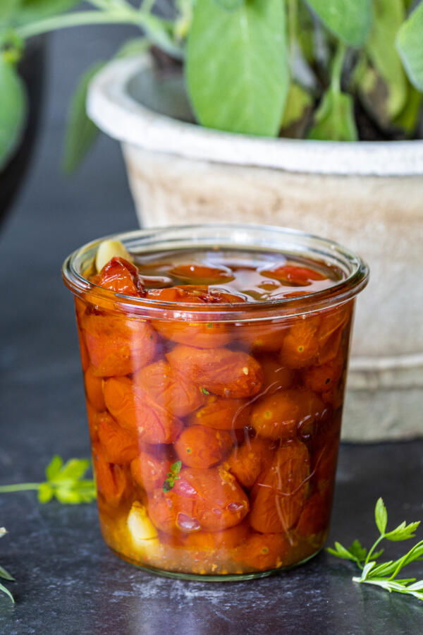 Tomato Confit in a jar.