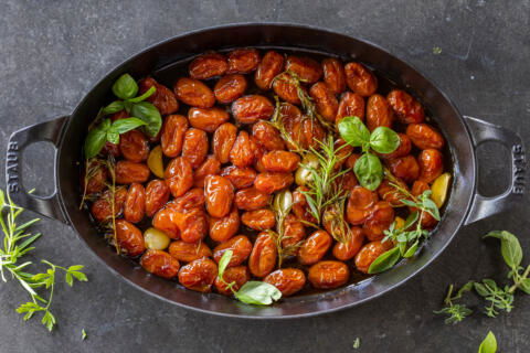 Baking dish with Tomato Confit.