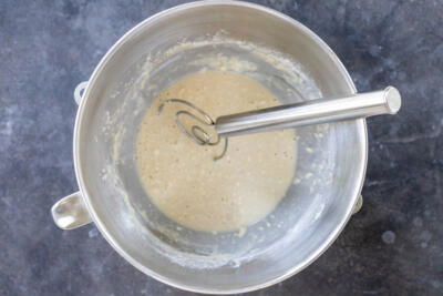 Milk, yeast, flour and sugar.