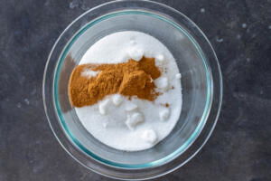 Sugar and cinnamon in a bowl.