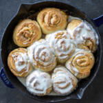 Partially Glazed Cottage Cheese Cinnamon Rolls.