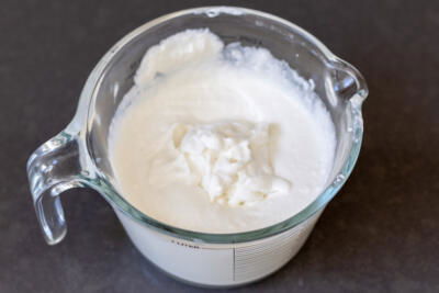 Blended cottage cheese with vanilla and honey.