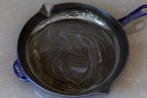 Buttered baking pan.