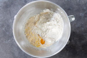 All the ingredients added to the mixing bowl.