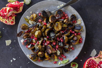 Plated Balsamic Brussels Sprouts.