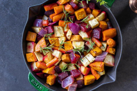 Roasted Root Veggies in a dihs.