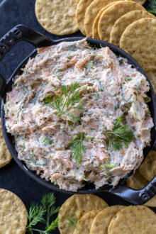 Serving dish with Smoked Salmon Dip.