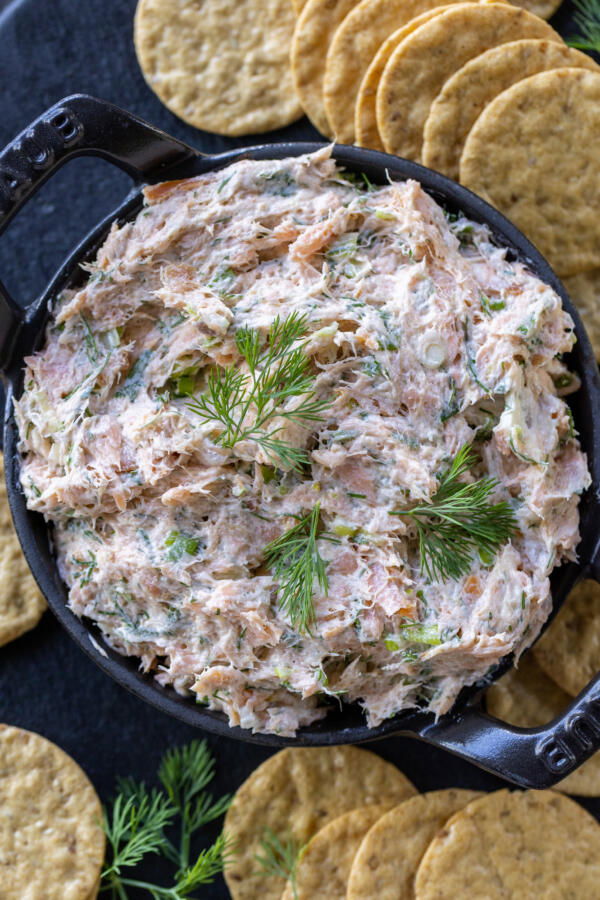 Serving dish with Smoked Salmon Dip.