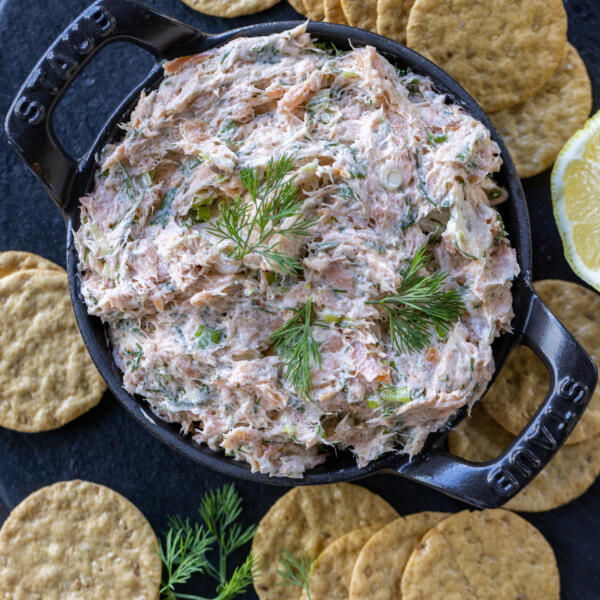Smoked Salmon Dip in a serving dish.
