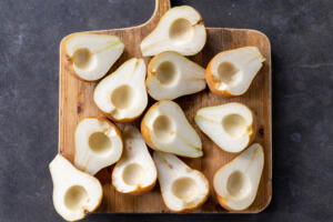 Sliced and clean pears.