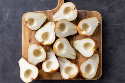 Sliced and clean pears.