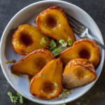 Plated Baked Pears.