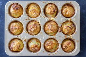 Baked Potato Stacks in a muffin pan.