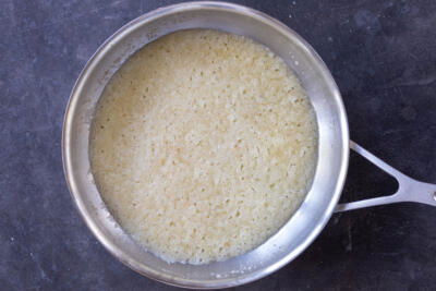 Sugar and butter in a pan.