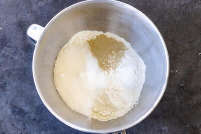 All the dry ingredients for babka in a bowl.