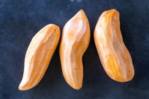 Peeled sweet potatoes.