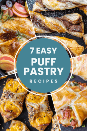 Images of recipes with puff pastry dough.