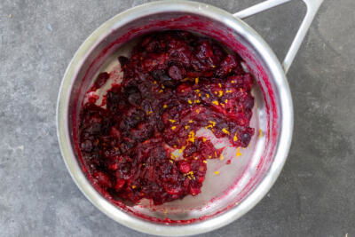 Orange zest added to the cranberry sauce.