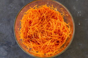 Korean Carrot Salad in a bowl.