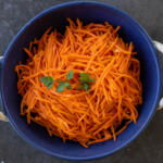 Serving bowl with Korean Carrot Salad.