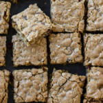 Oatmeal Cranberry Bars with Walnuts sliced up.