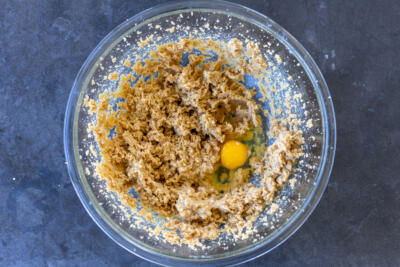 Egg added to the butter sugar mixture.