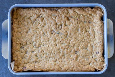 Baked Oatmeal Cranberry Bars with Walnuts.