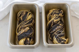 Poppy Seed Babka before baking in a pan.