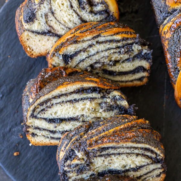 Sliced up Poppy Seed Babka.