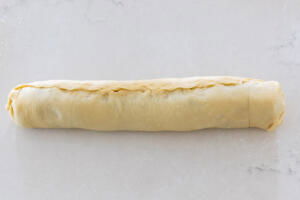 Rolled up dough with poppy seed filling.
