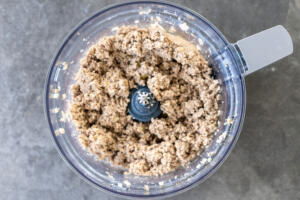 Meat blended in a food processor.