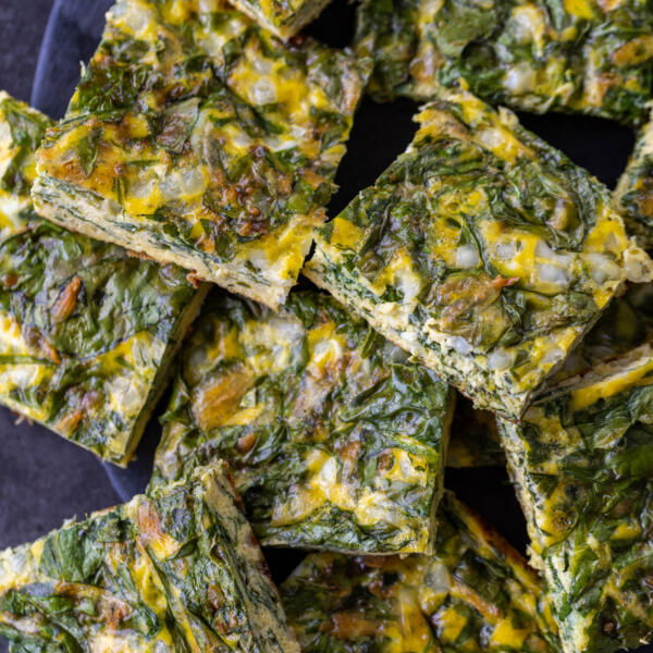 Cottage Cheese Egg Bake cut into pieces.