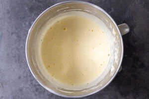 Eggs and sugar whipped together.