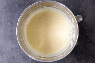 Eggs and sugar whipped together.