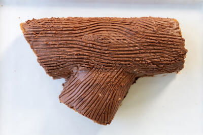 Decorated Yule Log Cake.