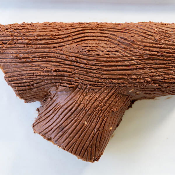 Decorated Yule Log Cake.