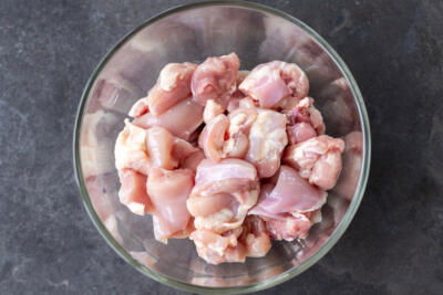 Chicken sliced up in a bowl.