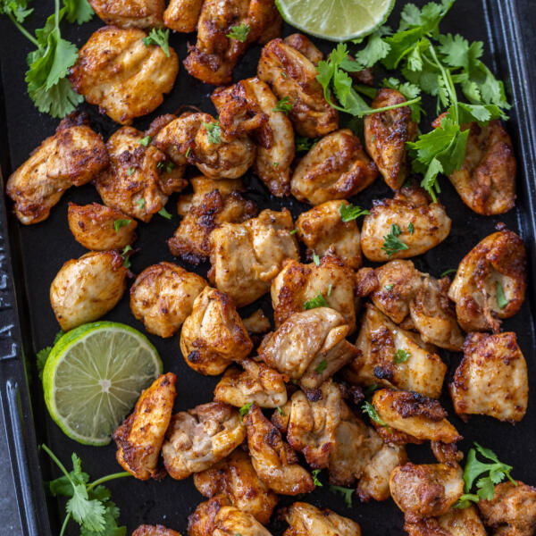 Tray with Air Fryer Chicken Bites.