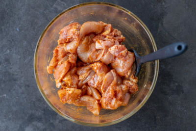 Chicken with seasoning.