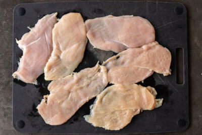 Sliced chicken thinly.