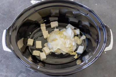 All the cream in a crock pot.