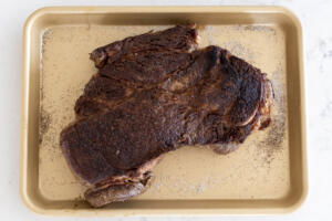 Browned beef with salt and pepper.