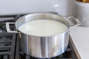 Milk in a pot.