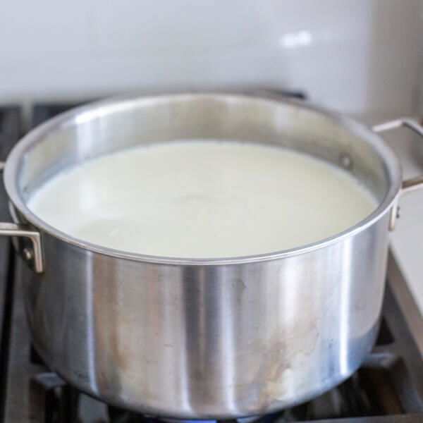 Milk in a pot.