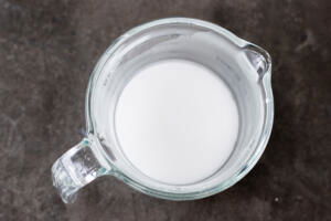 Potato starch with water in a cup.