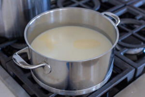 Milk in a pot.