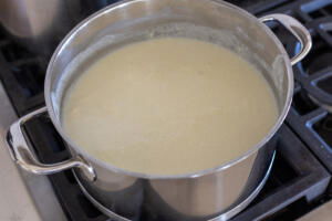 Semolina Porridge in a pot.